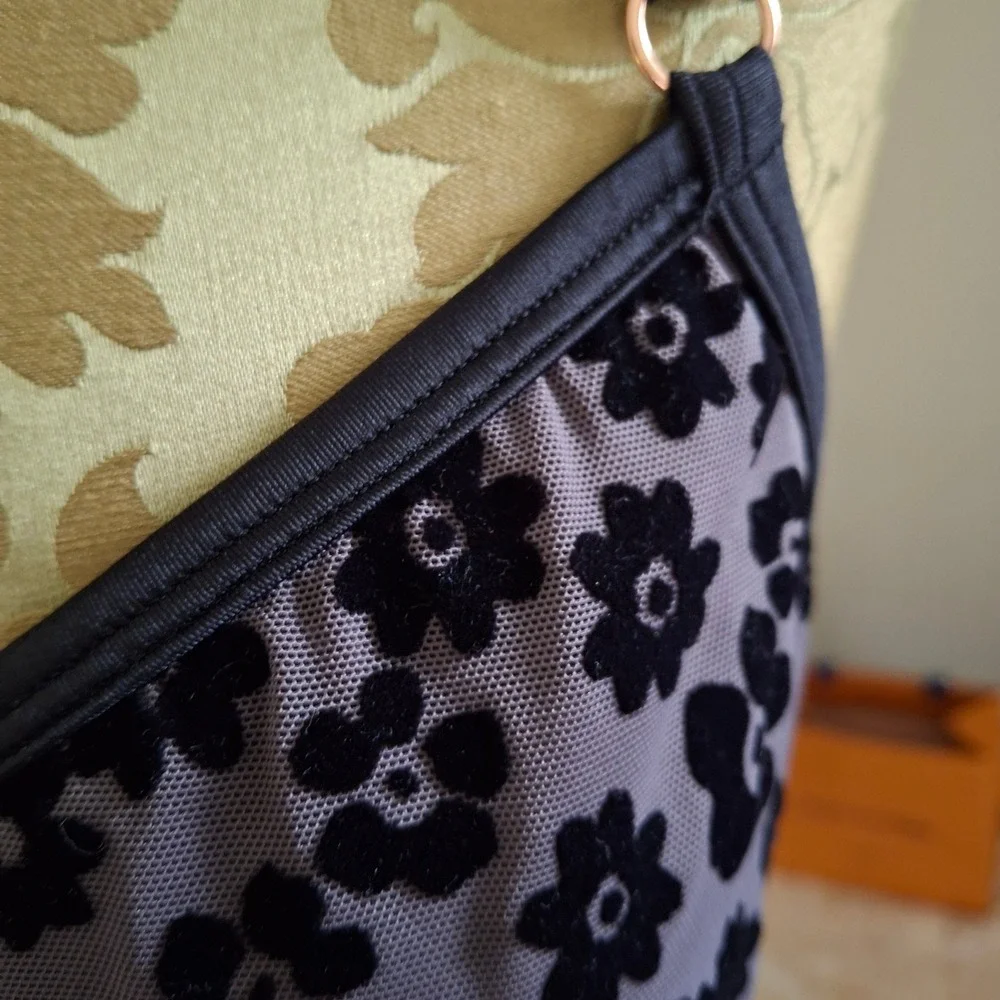 Victorias Secret PINK Gray Purple Black Floral Velvet Bralette Large WhimsyGoth